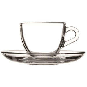 Tazza Caffè Con Piatto  - PASABAHCE Linea BASIC - Codice 97984 - Capacità 9 cl   -  4  4/7 z - Diametro 82 mm - Altezza mm 52 - Imballo confezione da n. 6 Unità