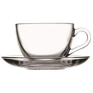 Tazza Cappuccino Con Piatto  - PASABAHCE Linea BASIC - Codice 97948 - Capacità 24 cl   -  18 z - Diametro 116 mm - Altezza mm 64 - Imballo confezione da n. 6 Unità