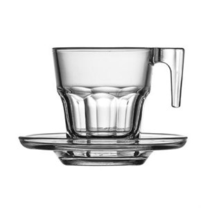 Tazza Caffè Con Piatto  - PASABAHCE Linea CASABLANCA - Codice 95753 - Capacità 7,5 cl   -  6  3/7 z - Diametro 76 mm - Altezza mm 60 - Imballo confezione da n. 6 Unità