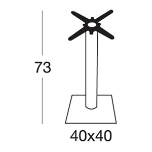 BASAMENTO TIFFANY - MOD. 5181 - BASE QUADRATA IN ACCIAIO INOX SATINATO O LUCIDO cm 40 x 40 CON ZAVORRA SOTTOBASE - N. 4 PIEDINI REGOLATORI - COLONNA TONDA IN ACCIAIO INOX SATINATO O LUCIDO ø mm 76 - STAFFE DI FISSAGGIO AL PIANO IN FUSIONE DI GHISA - TOP MAX ø cm 90 O cm 80x80 - PER USO INTERNO - DIM. cm L 40 x P 40 x H 73 - NORMA CE