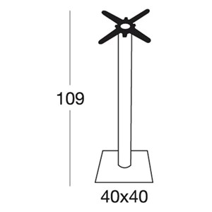 BASAMENTO TIFFANY - MOD. 5186 - BASE QUADRATA IN ACCIAIO INOX SATINATO O LUCIDO cm 40 x 40 CON ZAVORRA SOTTOBASE - N. 4 PIEDINI REGOLATORI - COLONNA TONDA IN ACCIAIO INOX SATINATO O LUCIDO ø mm 76 - STAFFE DI FISSAGGIO AL PIANO IN FUSIONE DI GHISA - TOP MAX ø cm 70 O cm 60x60 - PER USO INTERNO - DIM. cm L 40 x P 40 x H 109 - NORMA CE