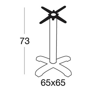 BASAMENTO TIFFANY - MOD. 5201BT - BASE A 4 PIEDI IN POLIPROPILENE CON ZAVORRA - PIEDINO REGOLATORE - COLONNA TONDA IN ALLUMINIO, ACCIAIO CROMATO O VERNICIATO NERO ø mm 76 - STAFFE DI FISSAGGIO AL PIANO IN FUSIONE DI GHISA - TOP MAX ø cm 90 O cm 90x90 - PER USO INTERNO/ESTERNO IN ALLUMINIO E ACCIAIO VERNICIATO NERO - PER USO INTERNO IN ACCIAIO CROMATO - DIM. cm L 65 x P 65 x H 73 - NORMA CE