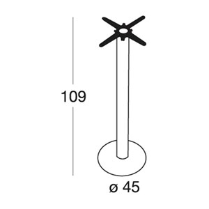 BASAMENTO TIFFANY - MOD. 5175 - BASE TONDA ø cm 45 CON ZAVORRA - PIEDINI DI GOMMA - COLONNA TONDA IN ACCIAIO INOX LUCIDO O SATINATO ø mm 76  - STAFFE DI FISSAGGIO AL PIANO IN FUSIONE DI GHISA - TOP MAX ø cm 70 O cm 60x60 - PER USO INTERNO - DIM. cm ø 45 x H 109 - NORMA CE