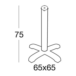 BASAMENTO DODO - MOD. 5200 - BASE A 4 PIEDI IN POLOPROPILENE CON ZAVORRA SOTTOBASE - PIEDINO REGOLATORE - COLONNA IN ALLUMINIO ANODIZZATO ø mm 75 - TOP MAX ø cm 70 O cm 80x80 - PER USO INTERNO/ESTERNO - DIM. cm L 65 x P 65 x H 75 - NORMA CE