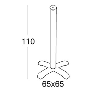 BASAMENTO DODO - MOD. 5205 - BASE A 4 PIEDI IN POLOPROPILENE CON ZAVORRA SOTTOBASE - PIEDINO REGOLATORE - COLONNA IN ALLUMINIO ANODIZZATO ø mm 75 - TOP MAX ø cm 70 O cm 60x60 - PER USO INTERNO/ESTERNO - DIM. cm L 65 x P 65 x H 110 - NORMA CE