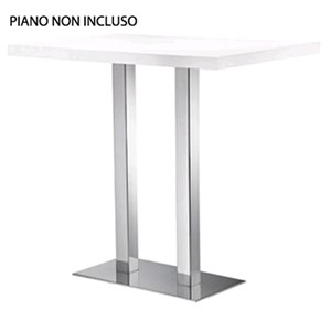 BASAMENTO XT - MOD. 490AQ - BASE RETTANGOLARE IN ACCIAIO INOX SATINATO o LUCIDO Cm 40 x 75 - COLONNE IN ACCIAIO INOX SATINATO o LUCIDO cm 8x8 - TOP MAX cm 120/130x70, 120/130x80 - PER USO INTERNO - DIM. Cm L 40 x P 75 x H 110 - NORMA CE