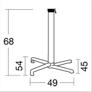 BASAMENTO DOMINO PER PIANI DODO - MOD. 5162 - BASE A 4 PIEDI IN ALLUMINIO PRESSOFUSO - 4 PIEDINI REGOLATORI - COLONNA QUADRATA IN ALLUMINIO CON ANGOLI ARROTONDATI - PIANO RIBALATBILE CON MANIGLIA PER FACILITARE L'ALLINEAMNETO DI PIU' TAVOLI - TOP MAX ø cm 70 O cm 80x80 - PER USO INTERNO/ESTERNO - DIM. cm L 49 x P 45/54 x H 68 - NORMA CE