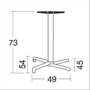 BASAMENTO DOMINO FISSO - MOD. 5140 - BASE A 4 PIEDI IN ALLUMINIO PRESSOFUSO - 4 PIEDINI REGOLATORI - COLONNA QUADRATA IN ALLUMINIO CON ANGOLI ARROTONDATI - STAFFE DI FISSAGGIO AL PIANO IN ALLUMINIO PRESSOFUSO - TOP MAX ø cm 80 O cm 80x80 - PER USO INTERNO/ESTERNO - DIM. cm L 49 x P 45/54 x H 73 - NORMA CE