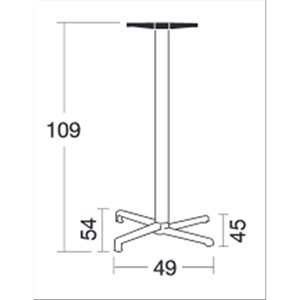 BASAMENTO DOMINO FISSO - MOD. 5147 - BASE A 4 PIEDI IN ALLUMINIO PRESSOFUSO - 4 PIEDINI REGOLATORI - COLONNA QUADRATA IN ALLUMINIO CON ANGOLI ARROTONDATI - STAFFE DI FISSAGGIO AL PIANO IN ALLUMINIO PRESSOFUSO - TOP MAX ø cm 70 O cm 70x70 - PER USO INTERNO/ESTERNO - DIM. cm L 49 x P 45/54 x H 109 - NORMA CE