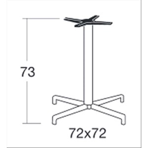 BASAMENTO MAXI DOMINO FISSO - MOD. 5110 - AMPIA BASE A 4 PIEDI IN ALLUMINIO PRESSOFUSO - 4 PIEDINI REGOLATORI - COLONNA QUADRATA IN ALLUMINIO CON ANGOLI ARROTONDATI - STAFFE DI FISSAGGIO AL PIANO IN ALLUMINIO PRESSOFUSO - TOP MAX ø cm 100 O cm 90x90 - PER USO INTERNO/ESTERNO - DIM. cm L 72 x P 72 x H 73 - NORMA CE