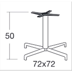 BASAMENTO MAXI DOMINO FISSO - MOD. 5111 - AMPIA BASE A 4 PIEDI IN ALLUMINIO PRESSOFUSO - 4 PIEDINI REGOLATORI - COLONNA QUADRATA IN ALLUMINIO CON ANGOLI ARROTONDATI - STAFFE DI FISSAGGIO AL PIANO IN ALLUMINIO PRESSOFUSO - TOP MAX ø cm 100 O cm 90x90 - PER USO INTERNO/ESTERNO - DIM. cm L 72 x P 72 x H 50 - NORMA CE