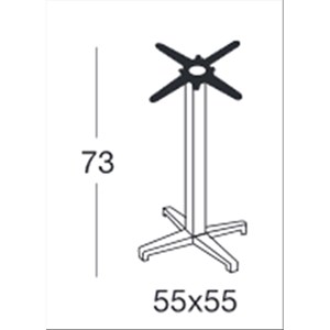 BASAMENTO CROSS DOMINO FISSO - MOD. 5090 - BASE A CROCE IN GHISA VERNICIATA - 4 PIEDINI REGOLATORI - COLONNA QUADRATA IN ACCIAIO ZINCATO E VERNICIATO DA mm 50x50 - STAFFE DI FISSAGGIO AL PIANO IN FUSIONE DI GHISA - TOP MAX ø cm 80 O cm 80x80 - PER USO INTERNO/ESTERNO - DIM. cm L 55 x P 55 x H 73 - NORMA CE