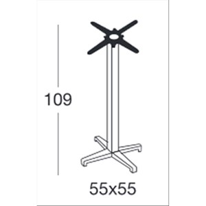 BASAMENTO CROSS DOMINO FISSO - MOD. 5095 - BASE A CROCE IN GHISA VERNICIATA - 4 PIEDINI REGOLATORI - COLONNA QUADRATA IN ACCIAIO ZINCATO E VERNICIATO DA mm 50x50 - STAFFE DI FISSAGGIO AL PIANO IN FUSIONE DI GHISA - TOP MAX ø cm 70 O cm 60x60 - PER USO INTERNO/ESTERNO - DIM. cm L 55 x P 55 x H 109 - NORMA CE