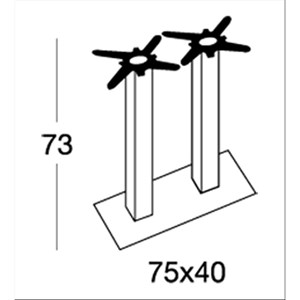 BASAMENTO TIFFANY - MOD. 5082IS - BASE RETTANGOLARE cm 75x40 - 4 PIEDINI REGOLATORI - DOPPIA COLONNA QUADRATA IN ACCIAIO INOX SATINATO DA mm 80x80 - STAFFE DI FISSAGGIO AL PIANO IN FUSIONE DI GHISA - TOP MAX cm 160x90 - PER USO INTERNO - DIM. cm L 75 x P 40 x H 73 - NORMA CE