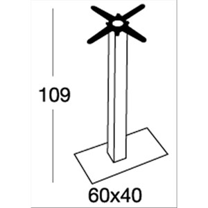 BASAMENTO TIFFANY - MOD. 5085IS - BASE RETTANGOLARE cm 60x40 - 4 PIEDINI REGOLATORI - COLONNA QUADRATA IN ACCIAIO INOX SATINATO DA mm 80x80 - STAFFE DI FISSAGGIO AL PIANO IN FUSIONE DI GHISA - TOP MAX cm 120x70 - PER USO INTERNO - DIM. cm L 60 x P 40 x H 109 - NORMA CE