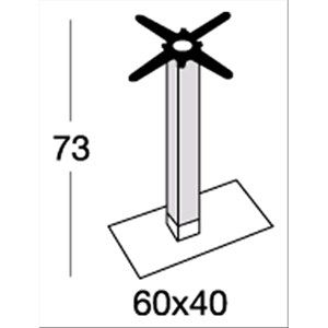 BASAMENTO TIFFANY - MOD. 5050 - BASE RETTANGOLARE IN ACCIAIO INOX LUCIDO O SATINATO cm 60x40 CON ZAVORRA SOTTOBASE - 4 PIEDINI REGOLATORI - COLONNA QUADRATA IN LEGNO MASSELLO DA mm 80x80 - TOP MAX cm 140x80 - PER USO INTERNO - DIM. cm L 60 x P 40 x H 73 - NORMA CE