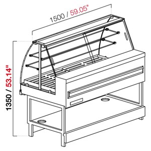 VETRINA PER VENDITA PANE - MOD. BREAK PANE VAC - SEMILAVORATA DA PANNELLARE - VETRI ALTI CURVI APRIBILI - BASAMENTO IN TUBOLARE D'ACCIAIO VERNICIATO - PIANO IN ACCIAIO INOX - CASSETTO RACCOGLI BRICIOLE IN ACCIAIO E VASSOI ASPORTABILI IN MULTISTRATI DI BETULLA - DIM. Cm P 68,8 x H 135