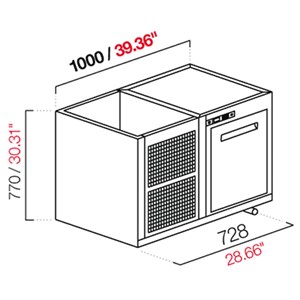 CELLA DA INCASSO BAR REFRIGERATA - MOD. CIR770/BT100 - Temperatura BT -18°C/-20°C - L. 100 cm - CON UNITA' CONDENSATRICE INCORPORATA