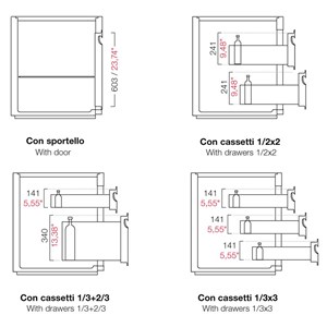 CELLA DA INCASSO BAR REFRIGERATA - MOD. CIR770/TN150 - Temperatura TN +4°C/+8°C - L. 150 cm - CON UNITA' CONDENSATRICE INCORPORATA