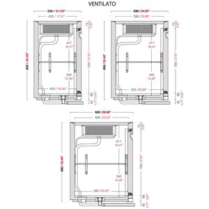 CELLA DA INCASSO BAR REFRIGERATA - MOD. CIR850/BT100 - Temperatura BT -18°C/-20°C - L. 100 cm - CON UNITA' CONDENSATRICE INCORPORATA