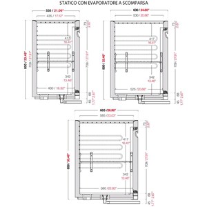 CELLA DA INCASSO BAR REFRIGERATA - MOD. CIR850/BT100 - Temperatura BT -18°C/-20°C - L. 100 cm - CON UNITA' CONDENSATRICE INCORPORATA