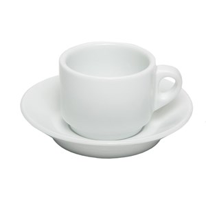 Confezione n. 6 Tazza Caffè Con Piatto Bianco - MEDRI Linea BREAKFAST - Codice 1222/1223 - Capacità 8 cl