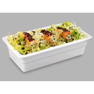 BACINELLA GASTRONOMIA IN MELAMINA BIANCA GN 1/4 mm. L 265 x P 162 x 65h - RESISTENTI ALLE ROTTURE E SICURE AL CONTATTO CON OGNI ALIMENTO - LAVABILI IN LAVASTOVIGLIE