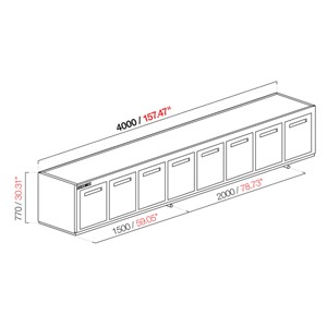 CELLA DA INCASSO BAR REFRIGERATA - MOD. CIR770/TN400 NUC - Temperatura TN +4°C/+8°C - L. 400 cm - SENZA UNITA' CONDENSATRICE