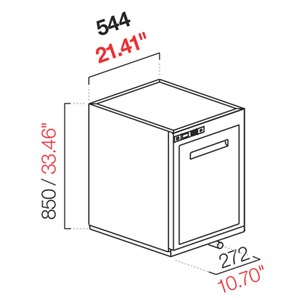 CELLA DA INCASSO BAR REFRIGERATA - MOD. CIR850/TN544 NUC - Temperatura TN +4°C/+8°C - L. 54,4 cm - SENZA UNITA' CONDENSATRICE